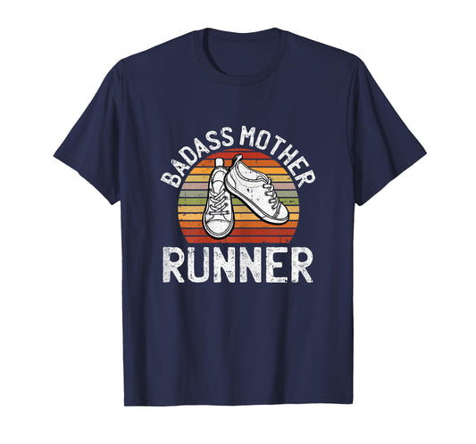 Badass Mother Runner Running Retro Sport Fitness Work-out T-Shirt