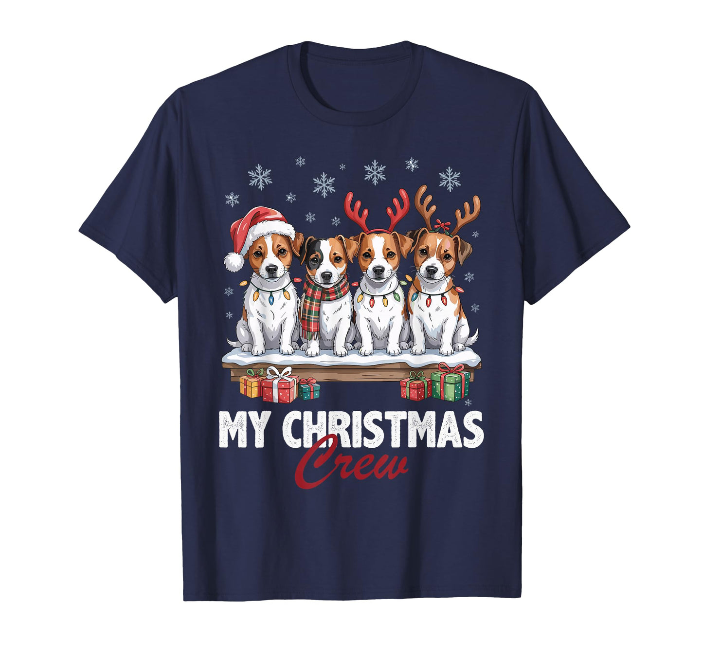 Jack Russell Christmas Crew Funny Dog Lovers Holiday Pajama T-Shirt