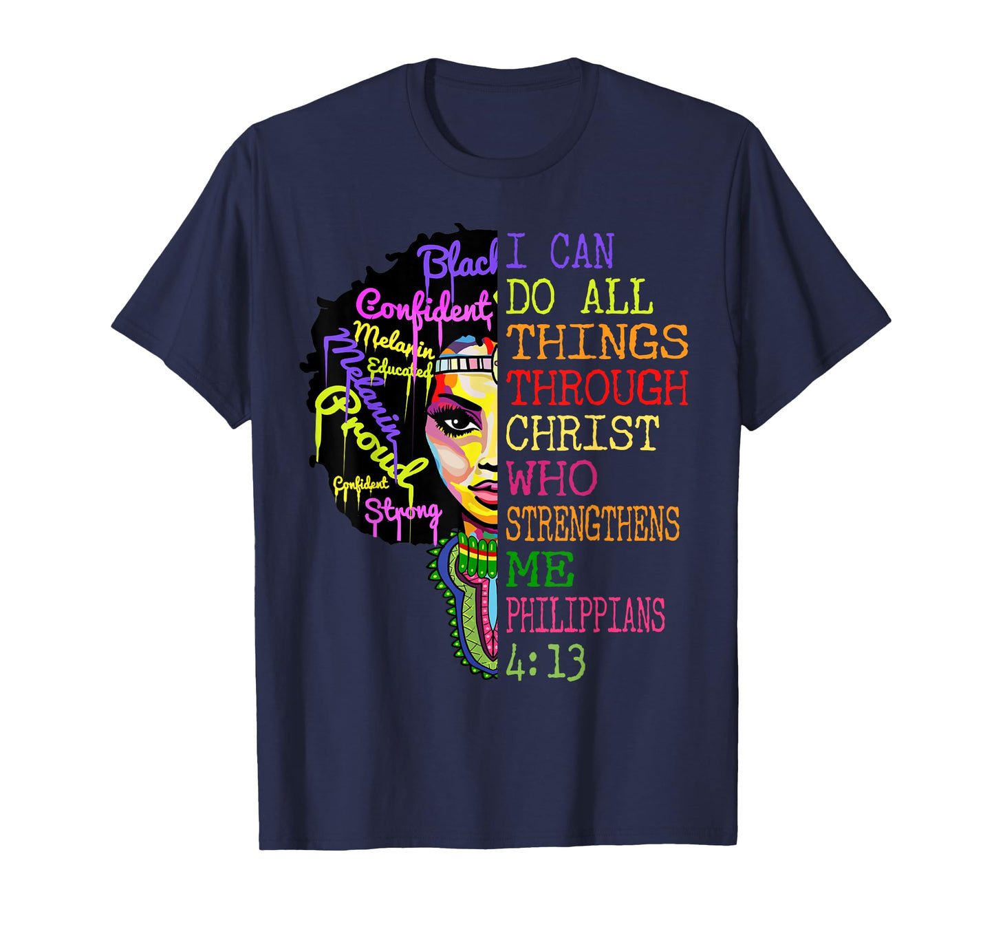 I Can Do All Through Christ Shirt Black Woman Faith T-Shirt