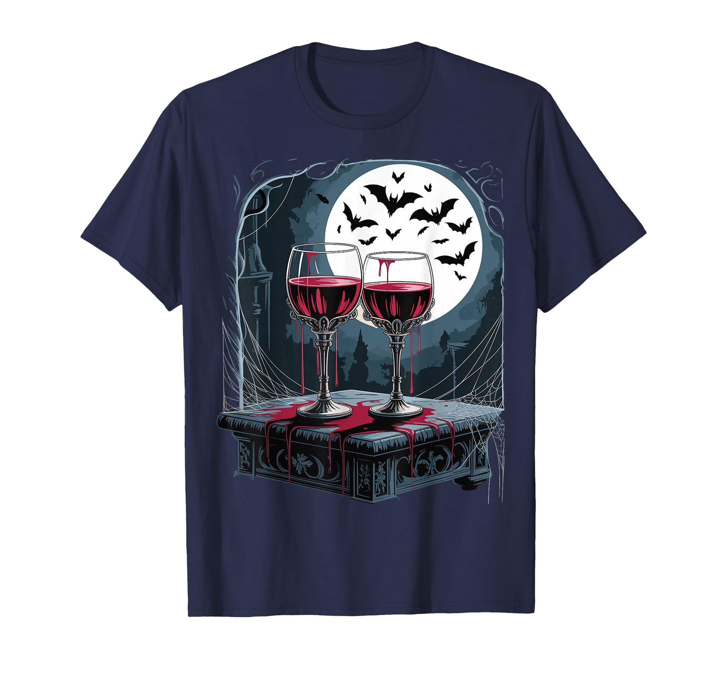 Glasses of Wine Halloween Costume Funny Spooky Tee T-Shirt
