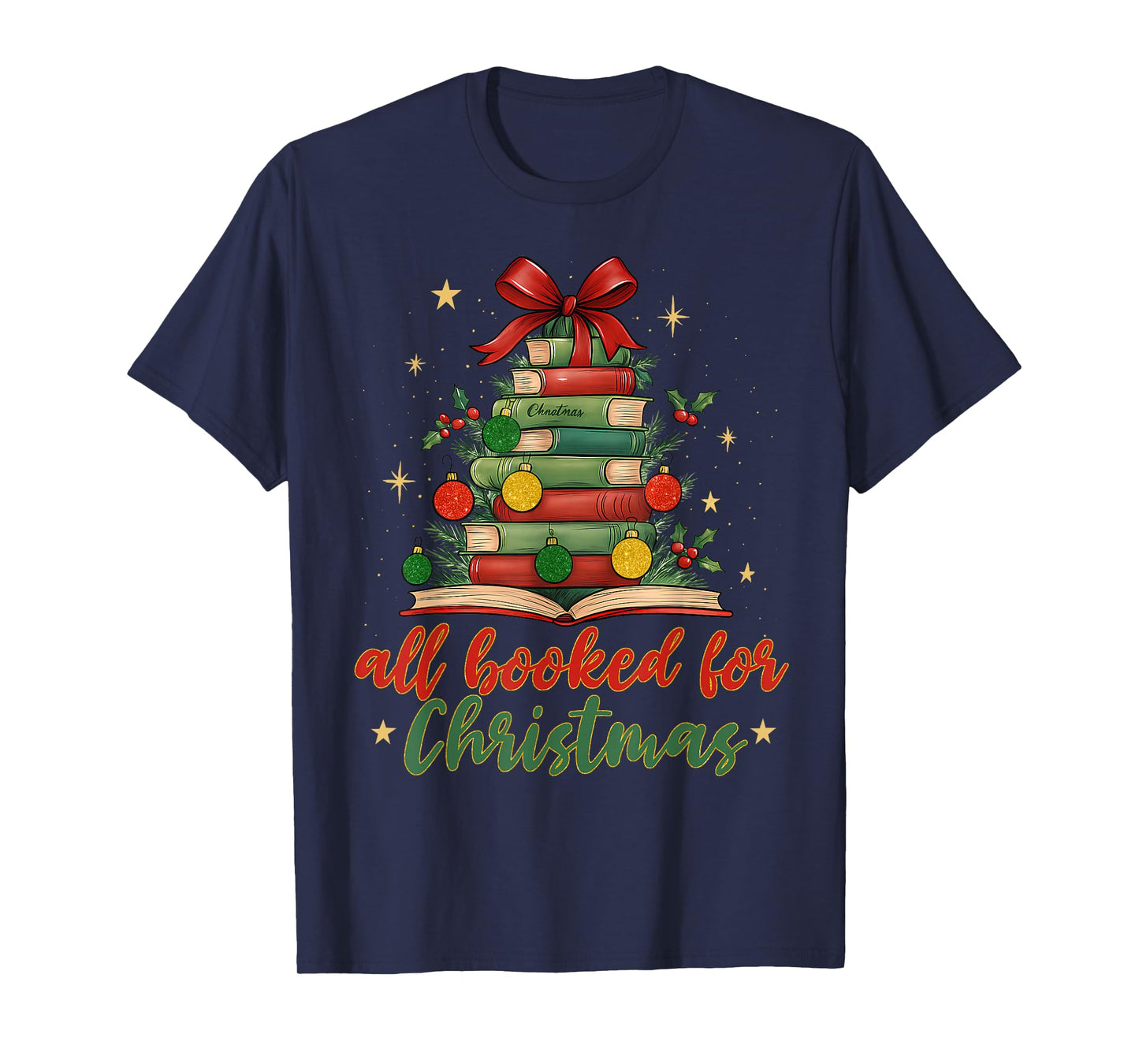Coquette All Booked for Christmas, Brushstroke Christmas Tee T-Shirt