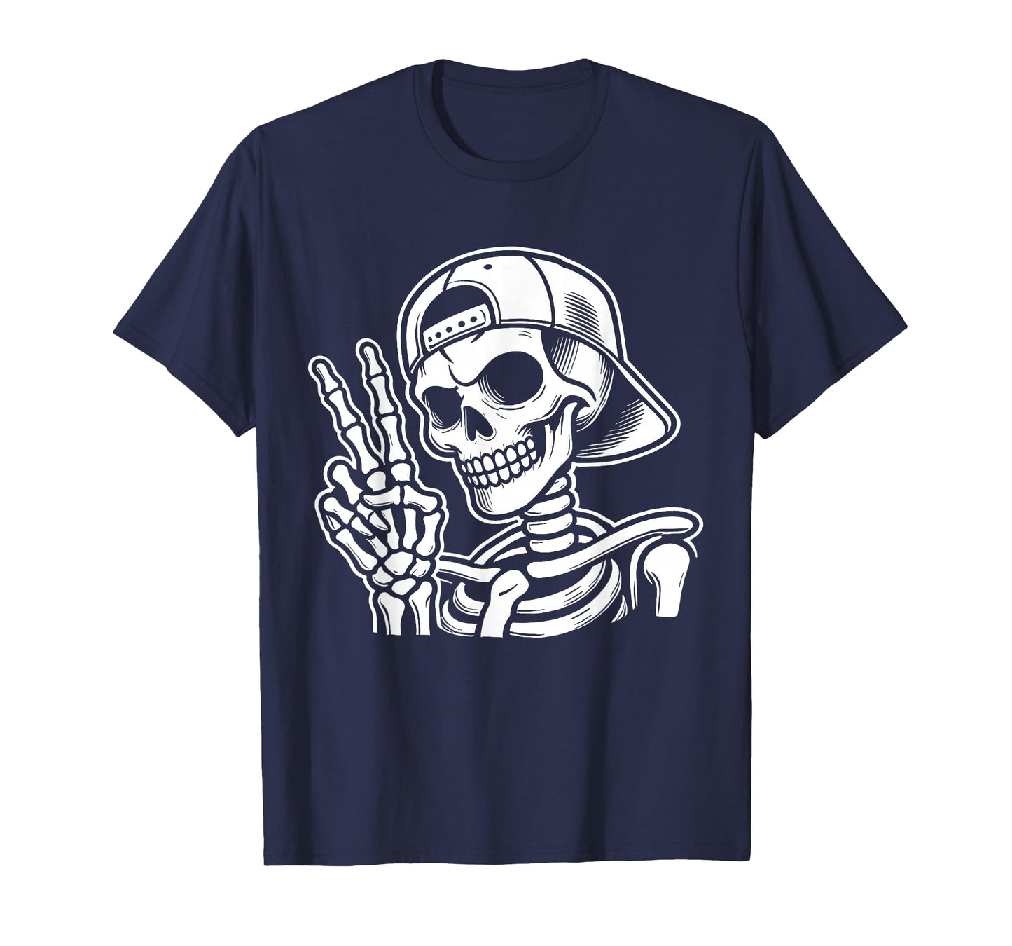 Skeleton Hand Peace Sign Retro Halloween Skeleton Hand Sign T-Shirt