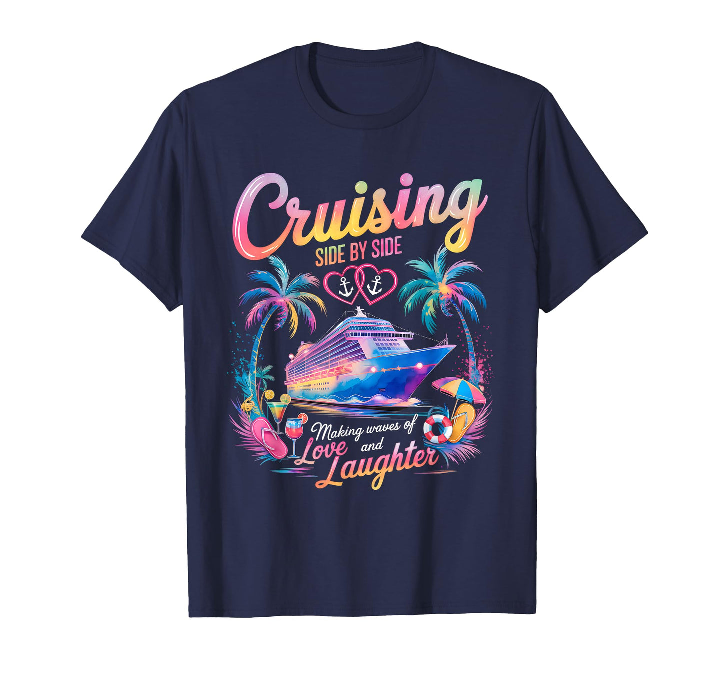 Cruising Side by Side Husband Wife Love Cruise Couple T-Shirt