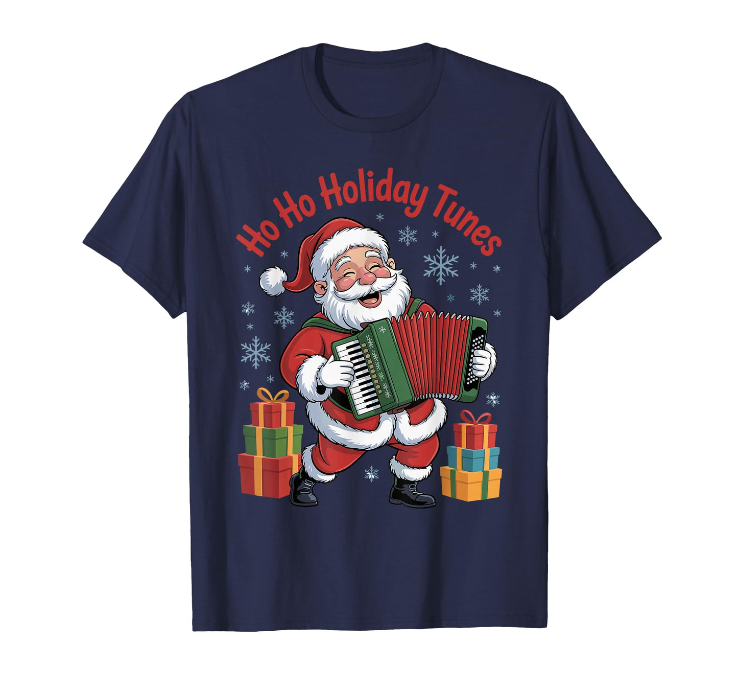 Funny Santa Playing Accordion Holiday Chrismas Xmas Pajama T-Shirt