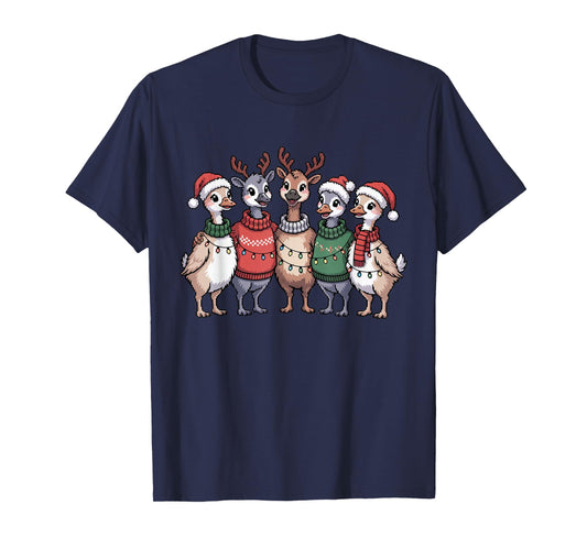 Christmas Lights Goose Santa Funny Xmas Ducks for Men Women T-Shirt
