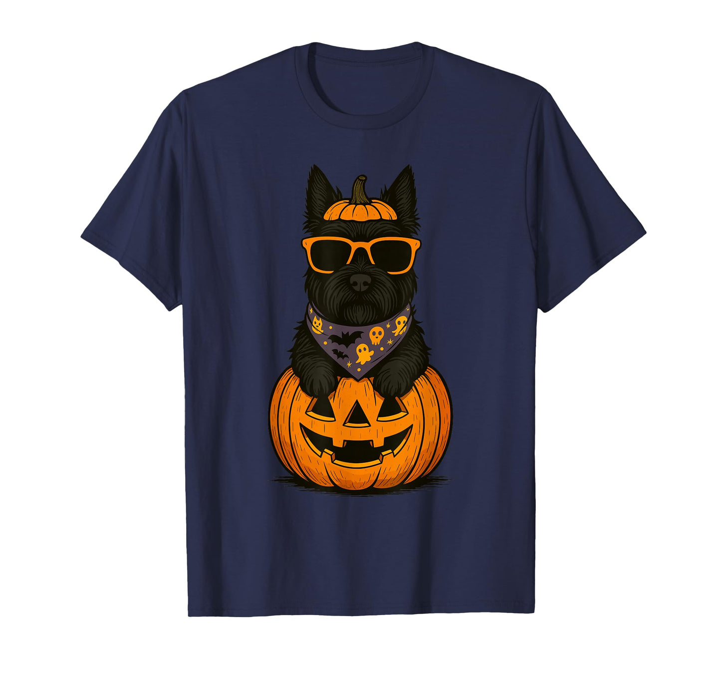 Spooky Scottish Terrier Pumpkin Halloween Scottie Dog Lover T-Shirt