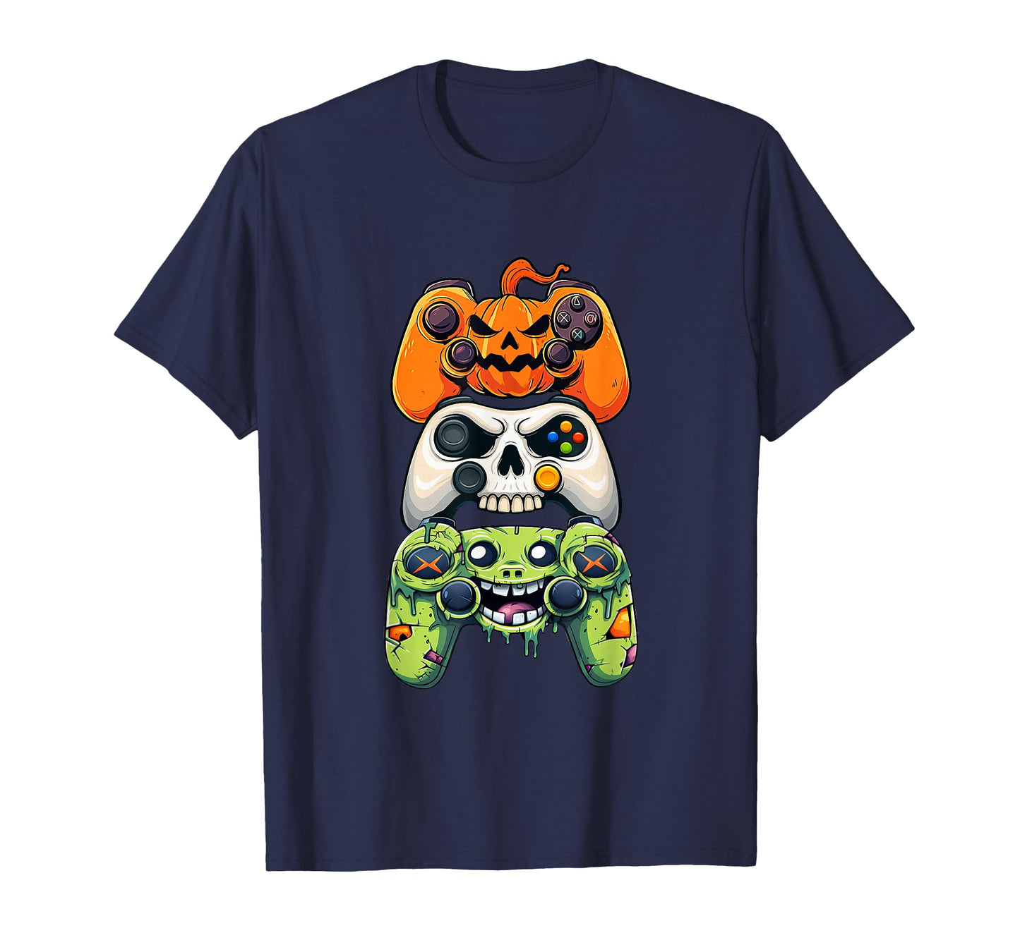 Halloween Skeleton Zombie Gaming Controllers Men Boys Kids T-Shirt