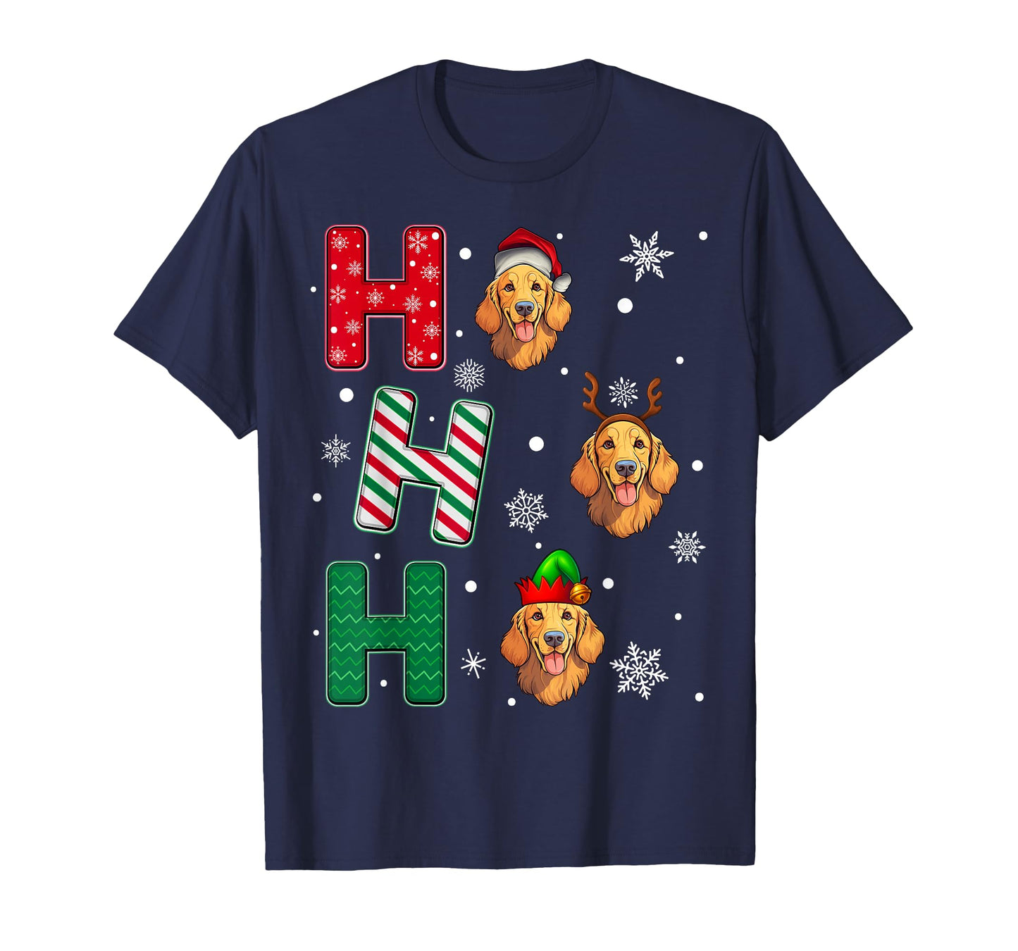 Ho Ho Ho Golden Retriever Dog Lover Christmas Santa Elf Xmas T-Shirt