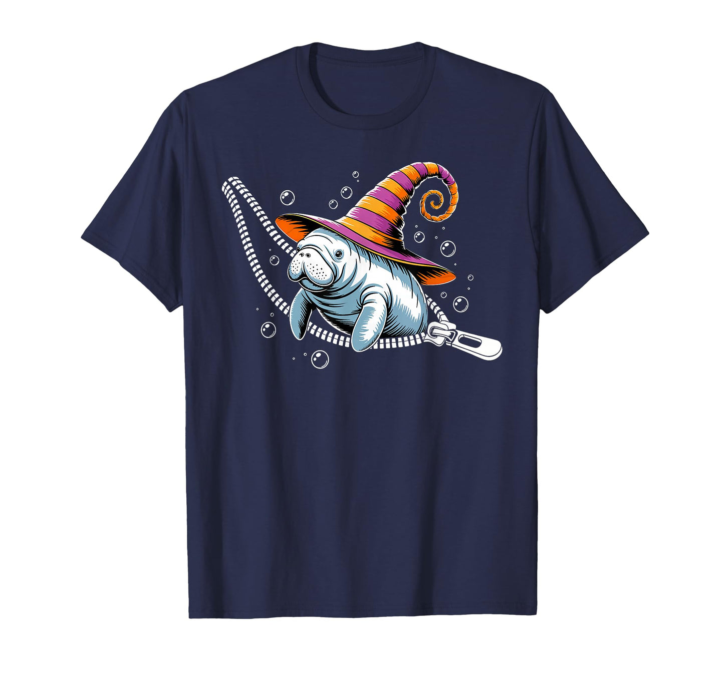 Halloween Manatee Witch Emerging from A Zipper Costume Kids T-Shirt