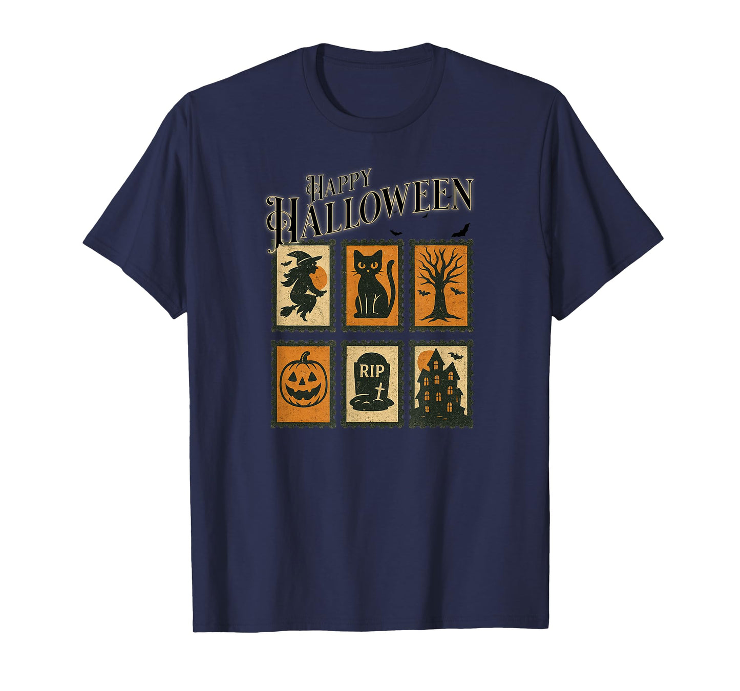 Halloween Spooky Stamp Women Men Kids T-Shirt
