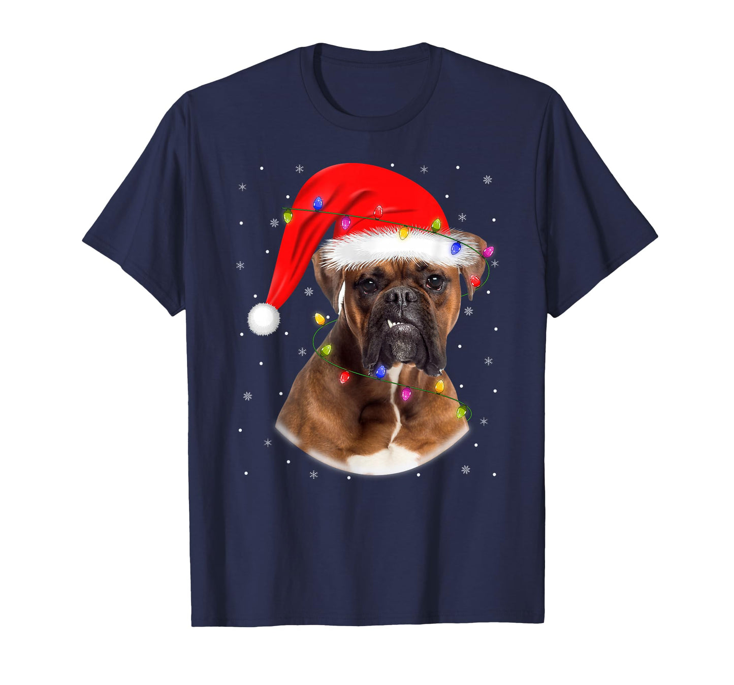 Boxer Dog Christmas Pajamas Xmas Lights Holiday Santa T-Shirt