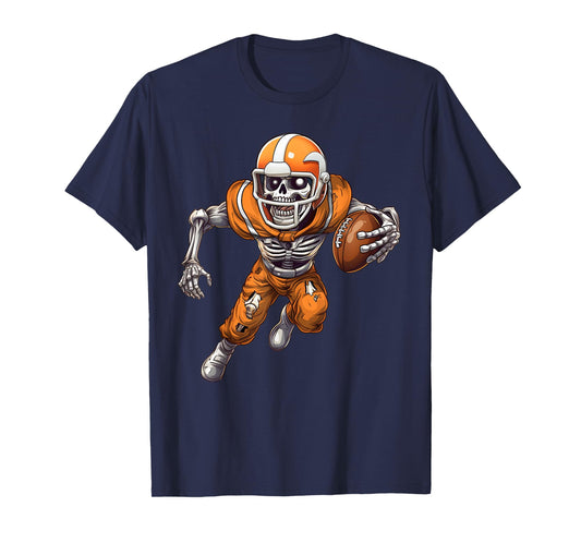 Funny Halloween Shirts Men Boys Skeleton Playing Football T-Shirt