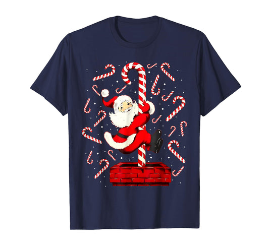 Candy Cane Christmas Santa Funny Lights Xmas Men Women Kids T-Shirt