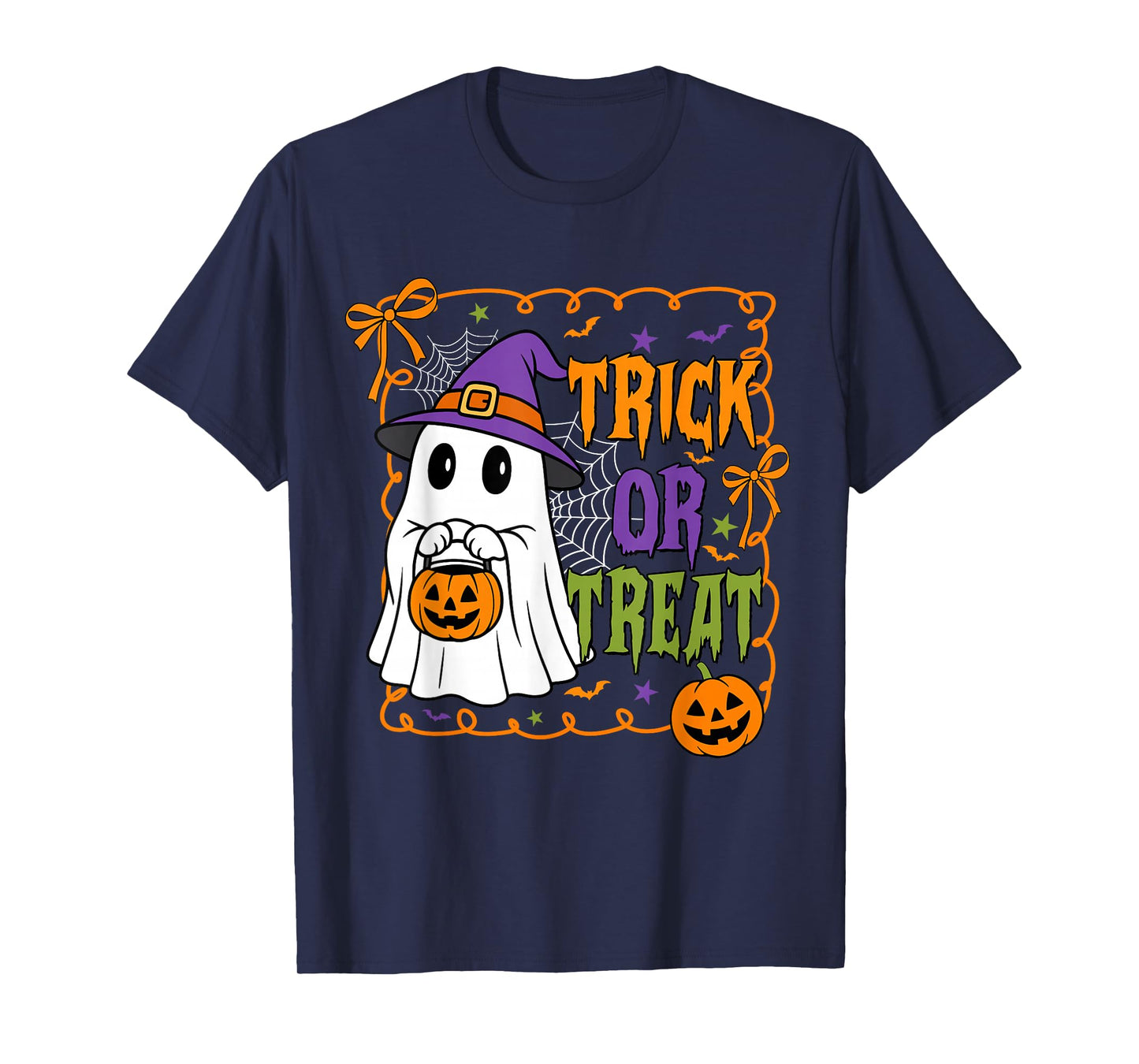 Trick Or Treat Happy Halloween Pumpkin Ghost Boy Girl Kids T-Shirt