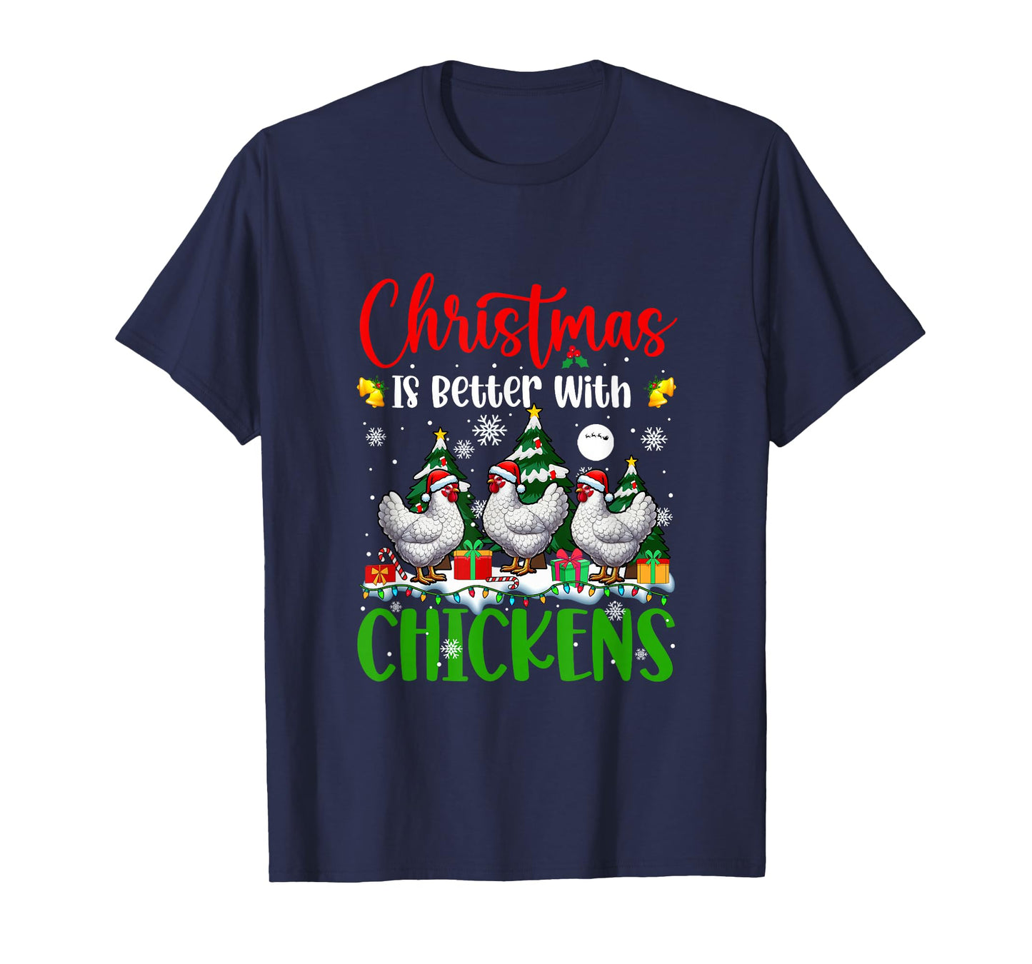 Xmas is Better Funny Joke Chickens Lover Christmas Tree T-Shirt