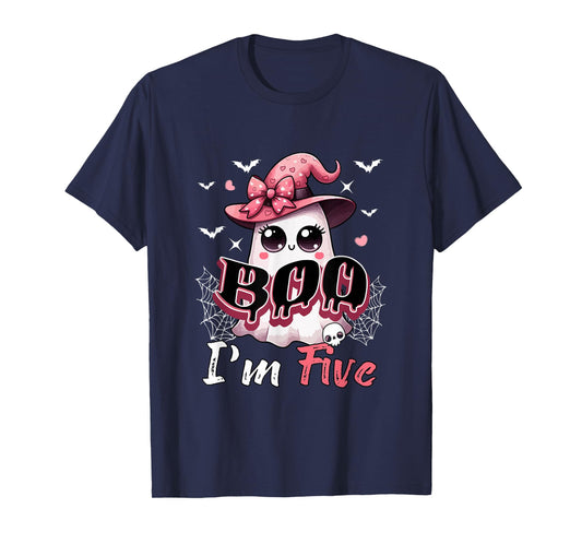 Boo I'm Five Halloween 5th Birthday Boo As Witch Lover Kids T-Shirt
