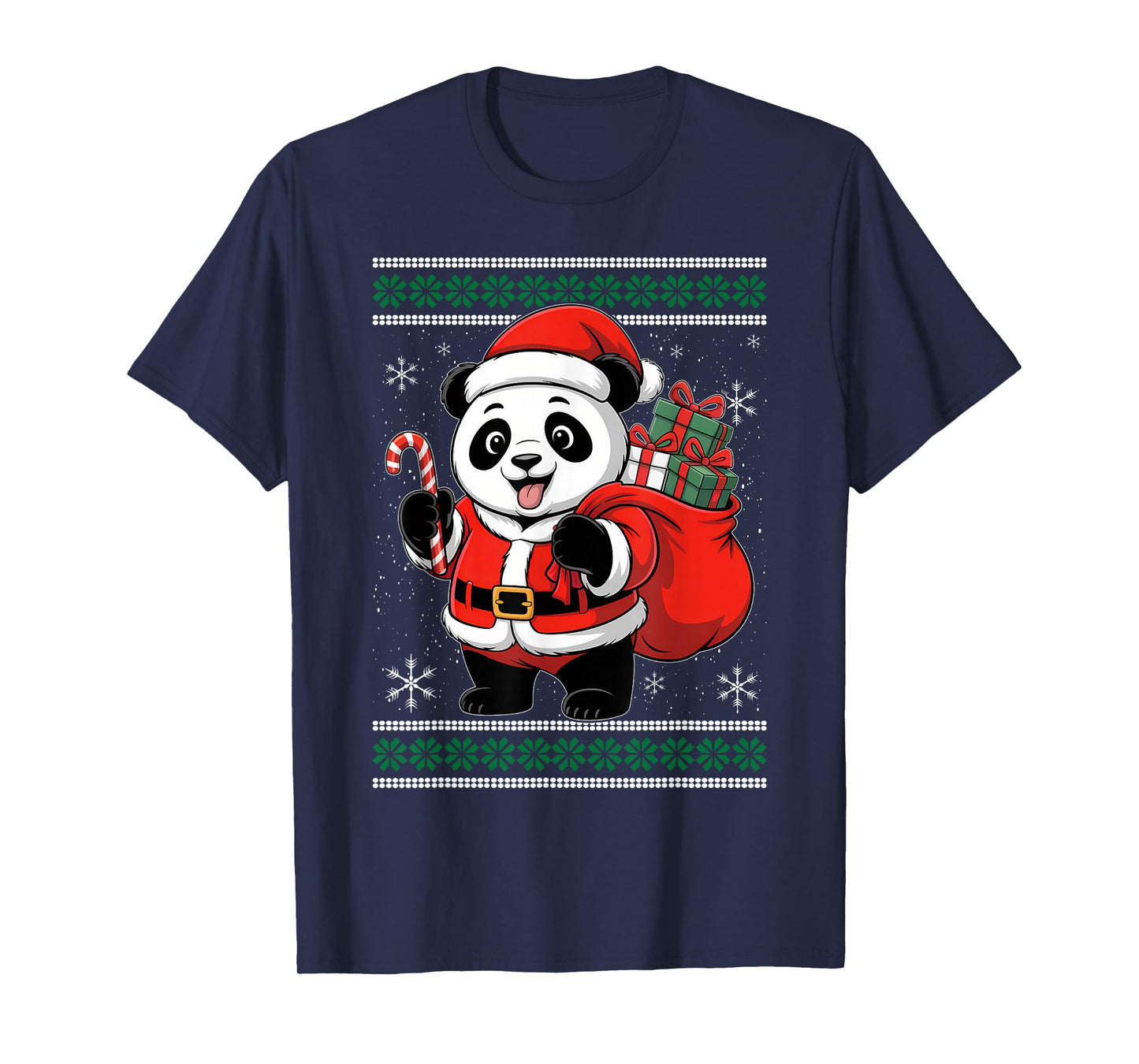 Lover Xmas Lights Ugly Santa Panda Christmas T-Shirt