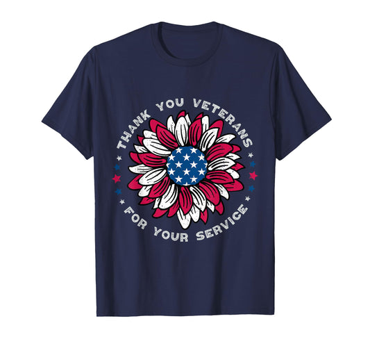 Thank You Veterans Sunflower, Military Veterans Day Tribute T-Shirt