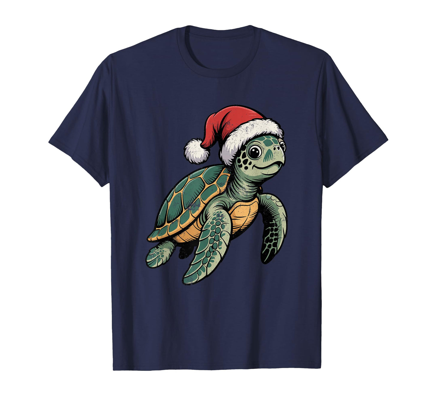 Sea Turtle Santa Hat Christmas Vintage Animal Lovers Holiday T-Shirt