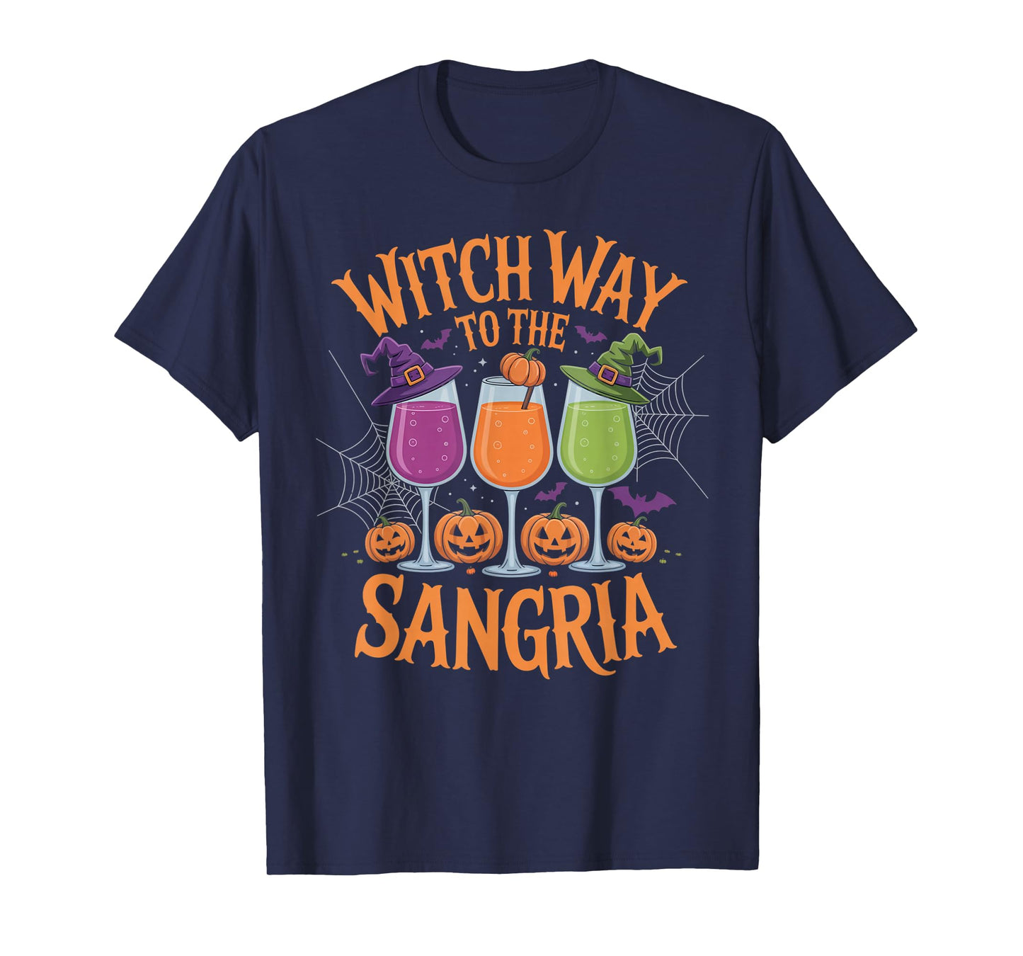 Witch Way to The Sangria Funny Halloween Wine Lover Outfit T-Shirt