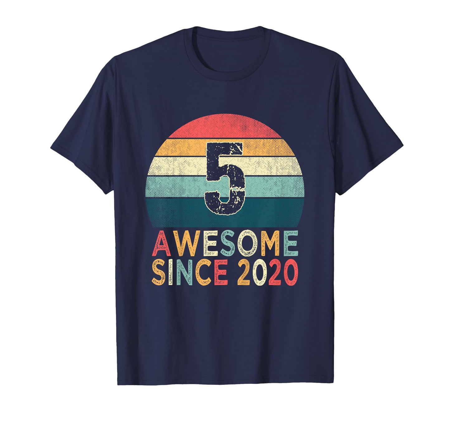 Kids 5th Birthday Vintage Retro 5 Years Old Awesome Since 2020 T-Shirt