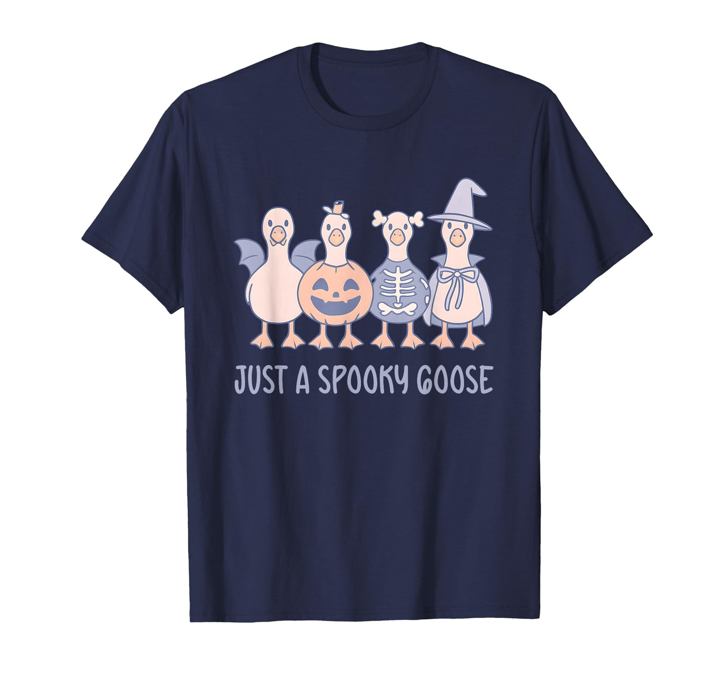 Just a Spooky Goose Dressed as Bat Pumpkin Skeleton Witch T-Shirt