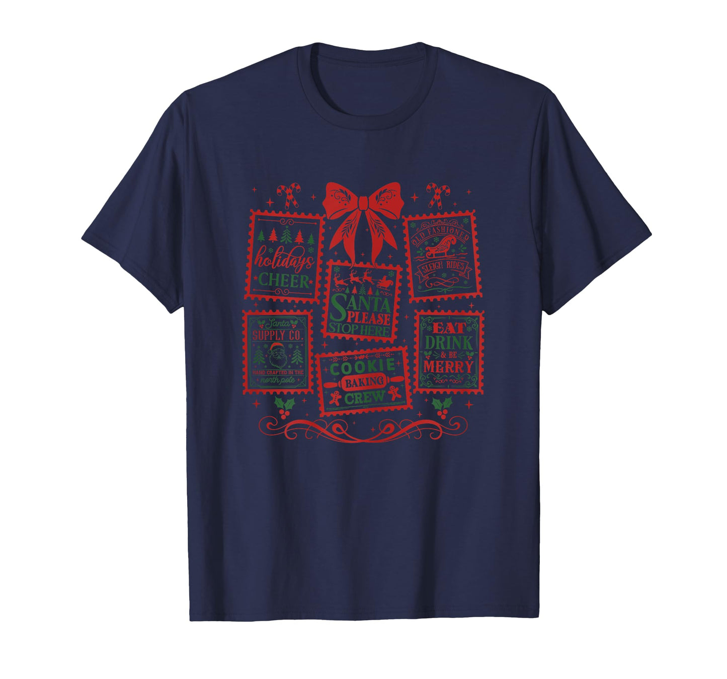 Vintage Christmas Stamps Retro Postage Santa T-Shirt