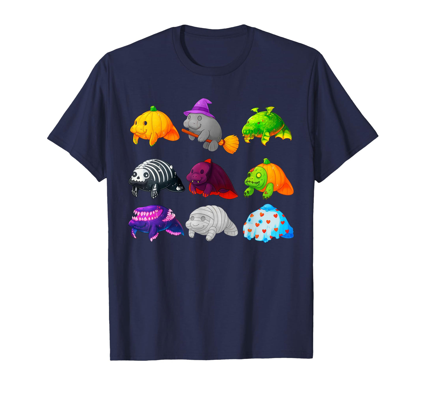 Cute Halloween Manatee Witch Costume Cartoon Graphic T-Shirt