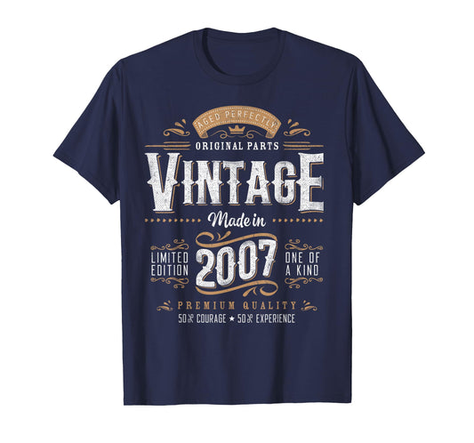 Vintage 2007 18th Birthday Gifts Women Men 18 Year Old T-Shirt