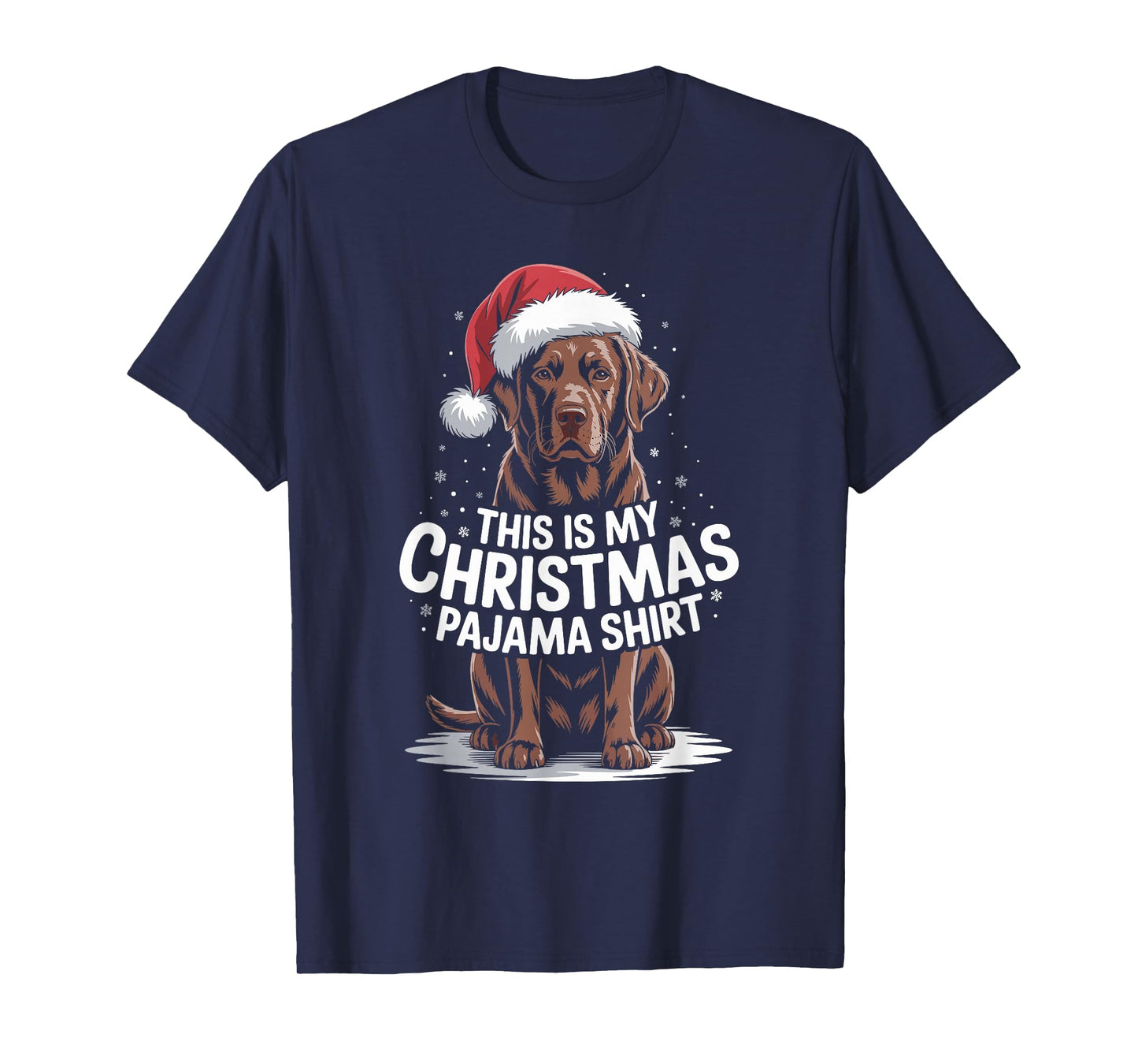 Chocolate Lab Dog Santa Hat Christmas Xmas Labrador T-Shirt