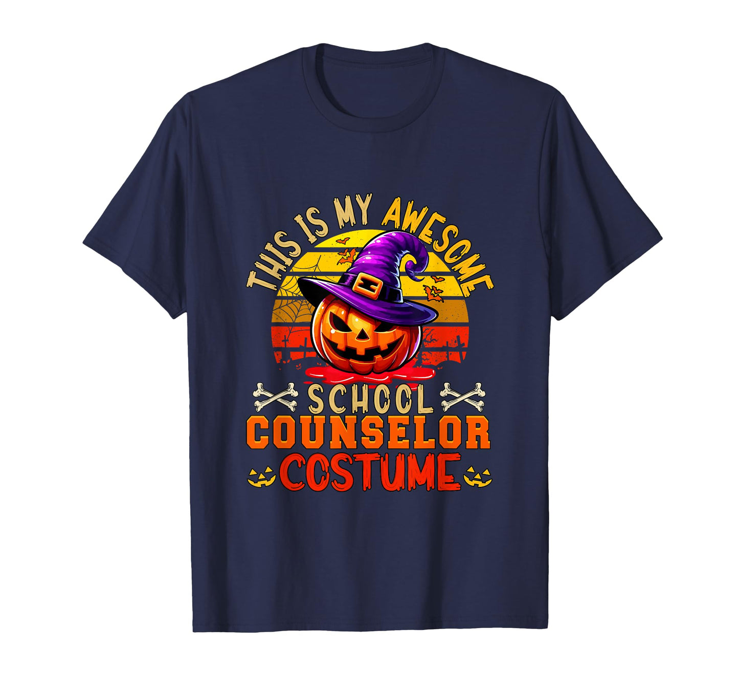 Vintage My Awesome School Counselor Costume Carved Pumpkin T-Shirt