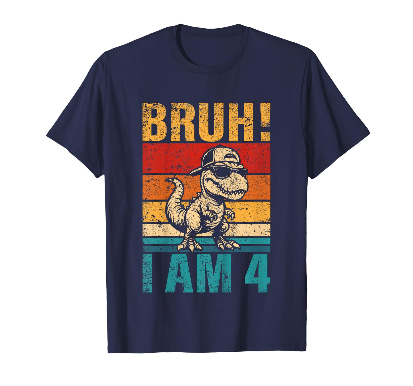 Kids 4 Year Old Birthday Boy Dinosaur Bruh It's My 4th Birthday T-Shirt