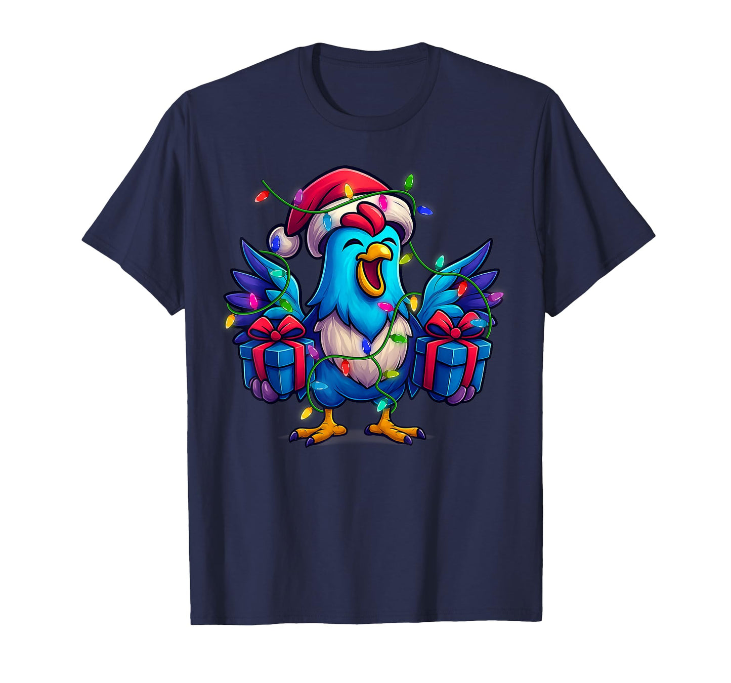 Cute Colorful Chicken Design Christmas Tee for Women Girls T-Shirt