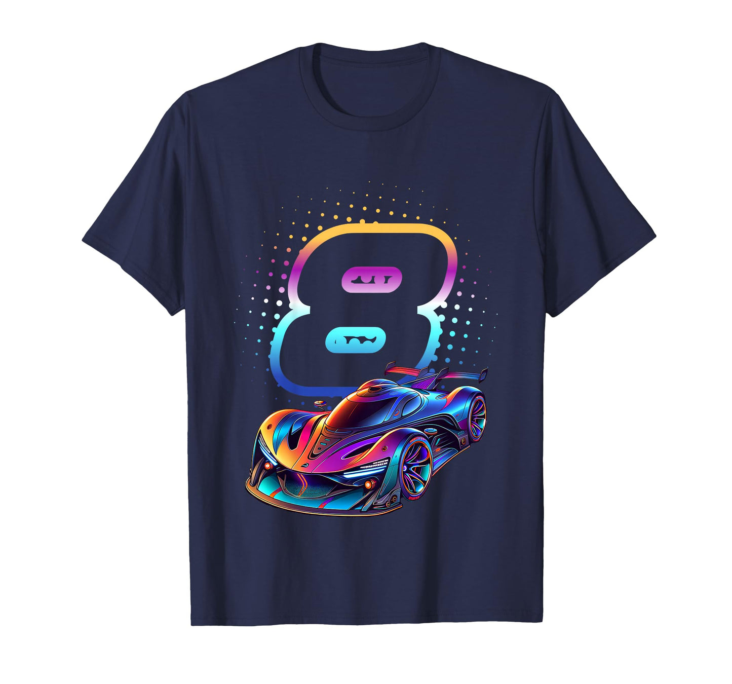 8 Year Old Race Car 8th Birthday Futuristic Racing Racecar T-Shirt