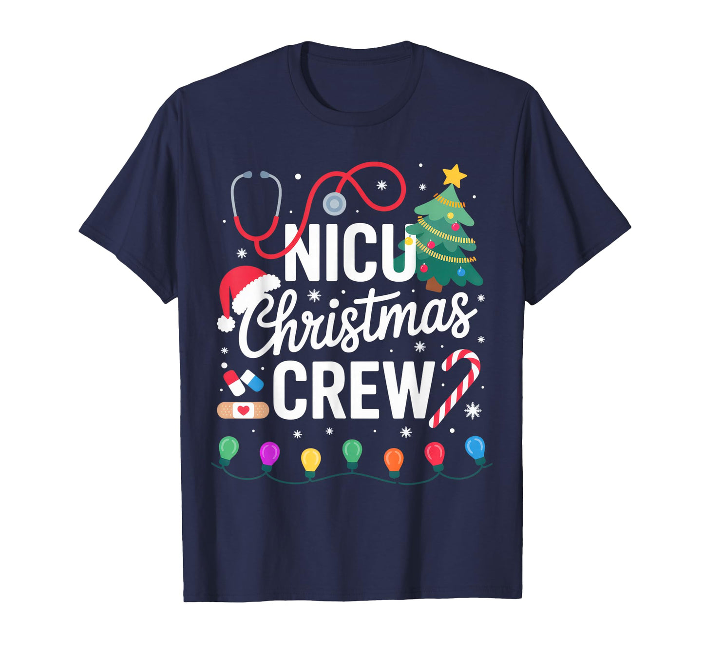 NICU Christmas Crew Nurse Doctor Holiday Lights T-Shirt T-Shirt