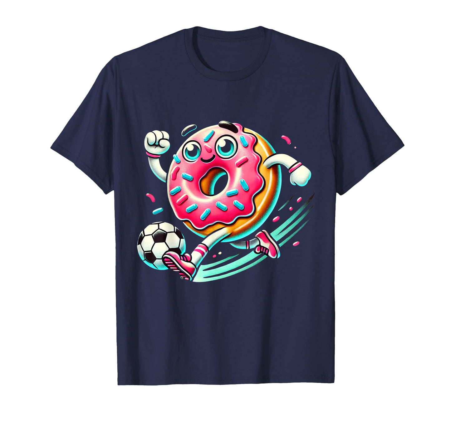Funny Donut Playing Soccer Food Champ Sports Donut T-Shirt