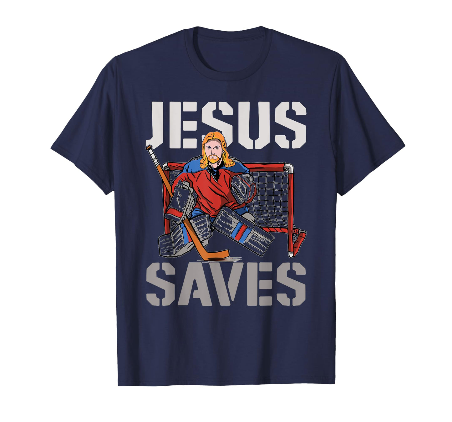 Ice Hockey Goalie Vintage Goalkeeper Jesus Jesus Saves T-Shirt