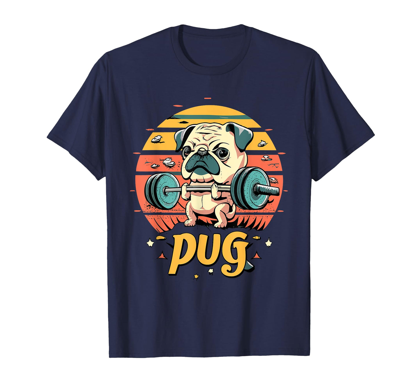 Pug Weightlifting Funny Deadlift Men Fitness Gym Workout T-Shirt