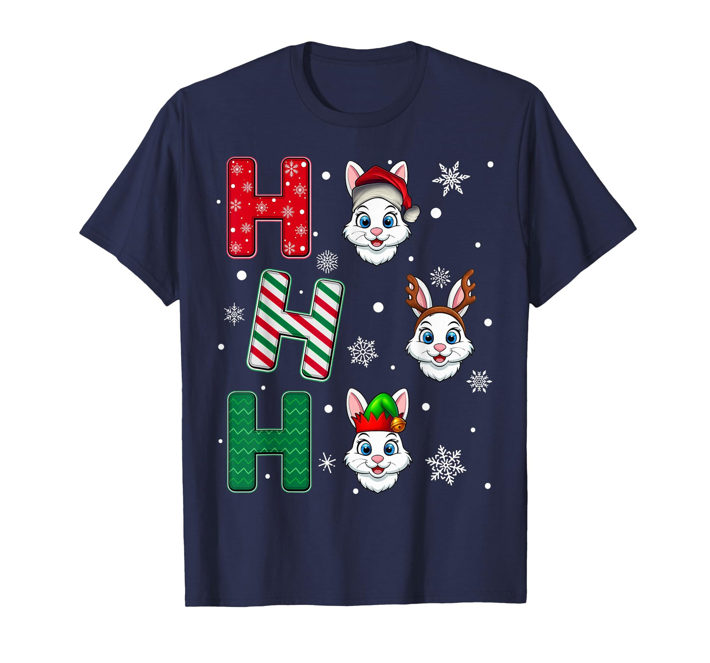 Ho Ho Ho Bunny Animal Matching Santa Elf Xmas T-Shirt