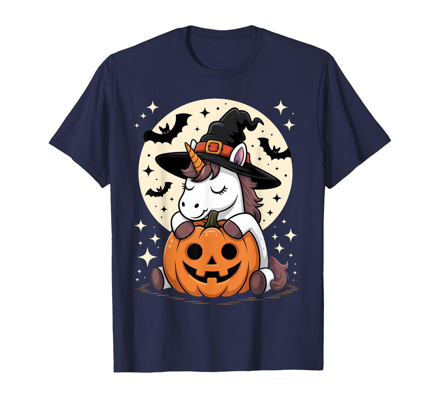 Halloween Unicorn Witch Hat Pumpkin Spooky T-Shirt