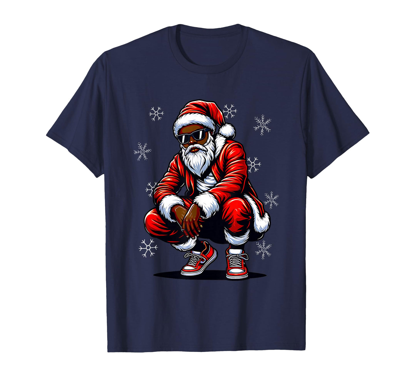 African American Christmas Pajama Xmas Afro Santa Claus PJ T-Shirt