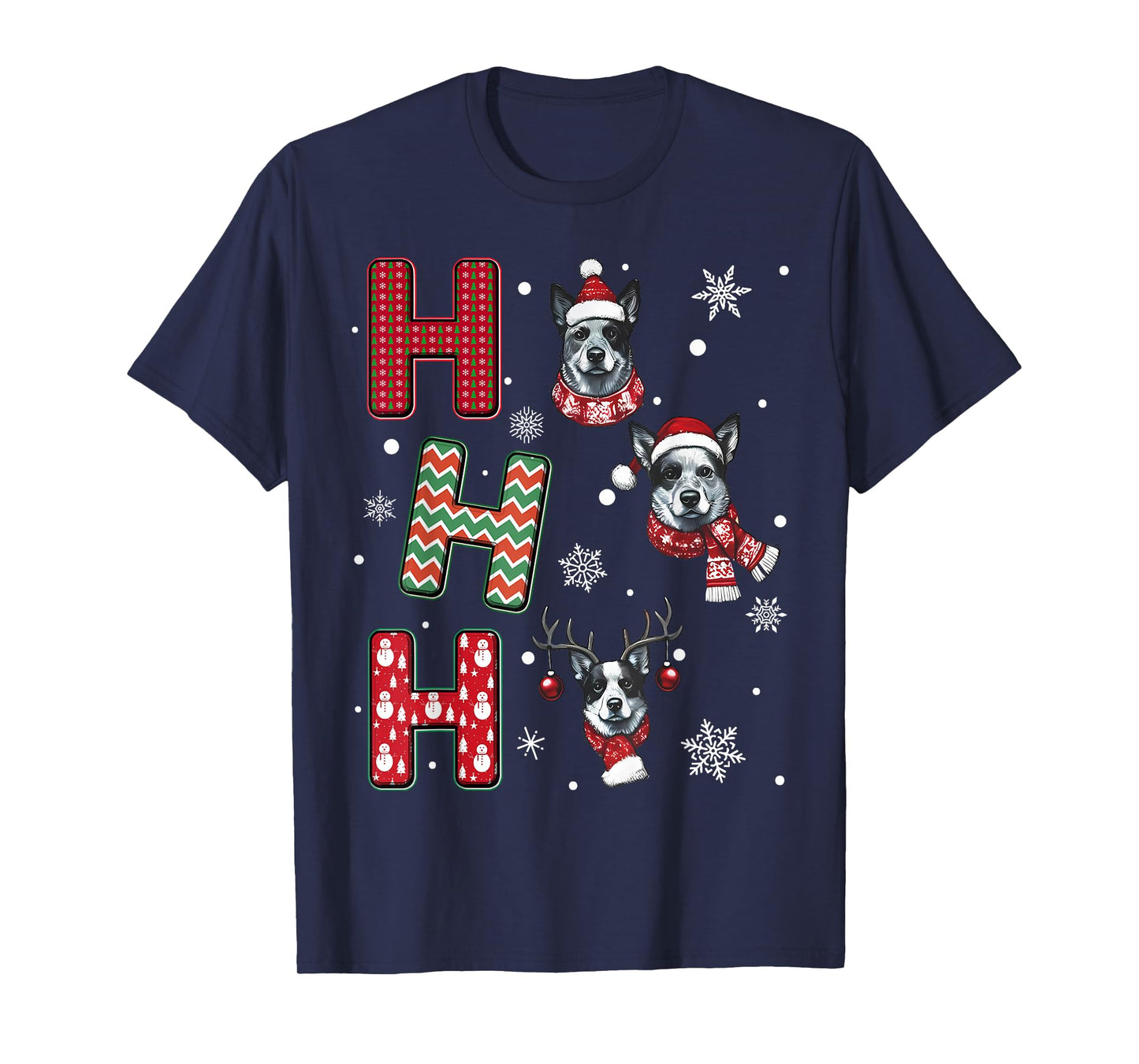 Ho Ho Ho Blue Heeler Dog Matching Christmas Santa Elf Xmas T-Shirt