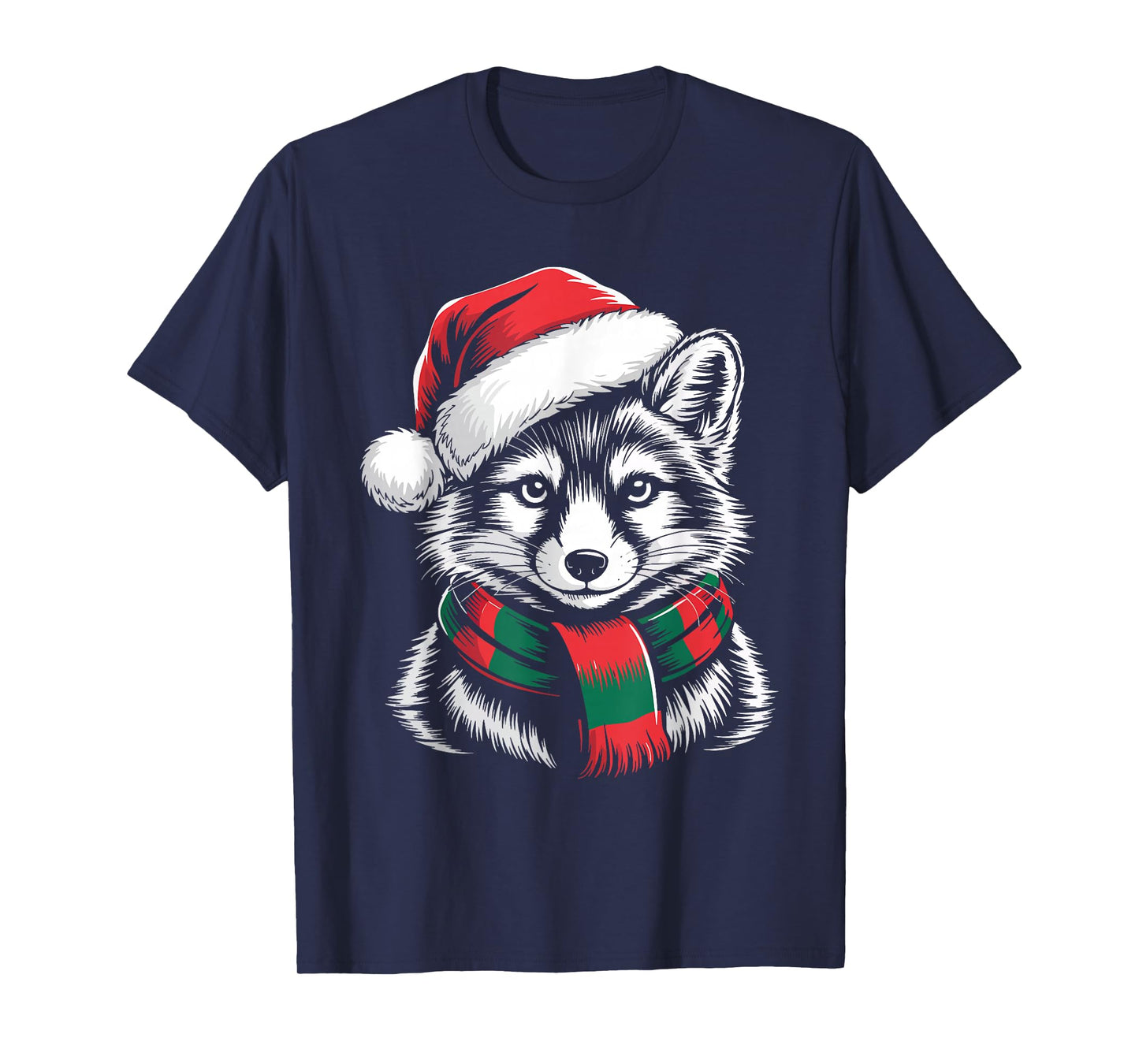 Arctic Fox Xmas Santa Hat Scarf Christmas Costume T-Shirt