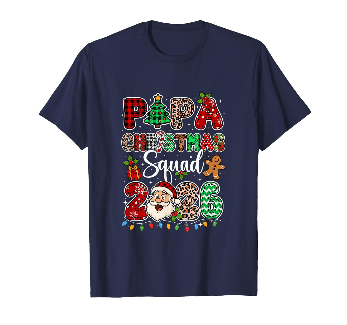 Papa Christmas Crew 2026 Leopard Funny Santa Family Group T-Shirt