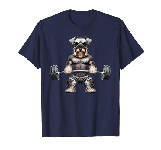 Dog Schnauzer Gym Deadlift Weightlifting Fitness Gym Workout T-Shirt