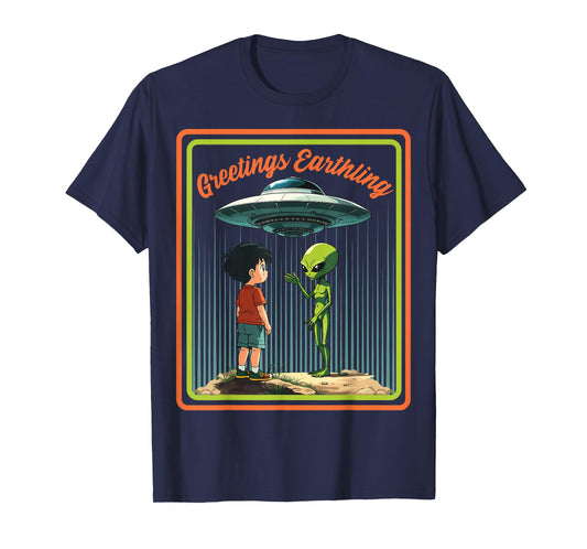 Vintage Child Game Horror, Dark Humor Greetings Earthling T-Shirt