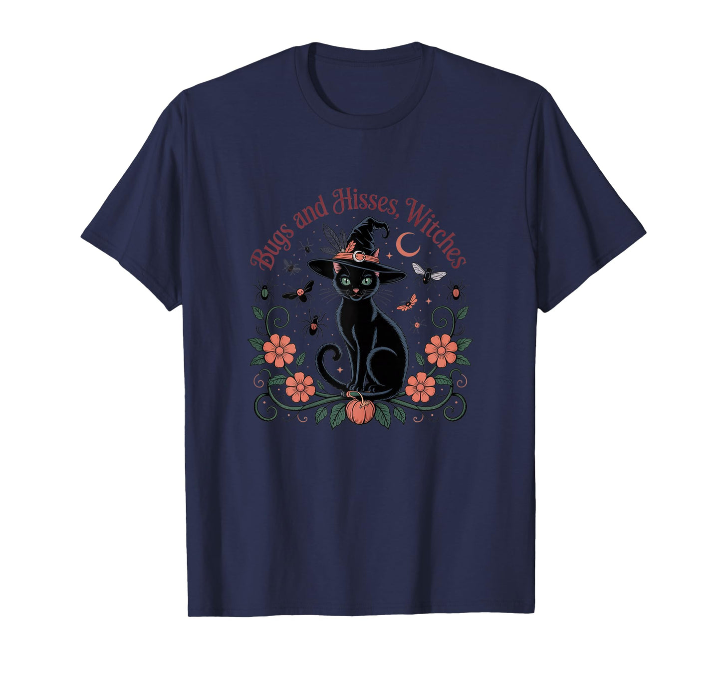 Bugs and Hisses Witches Cat Botanical Halloween Gothic Shirt T-Shirt