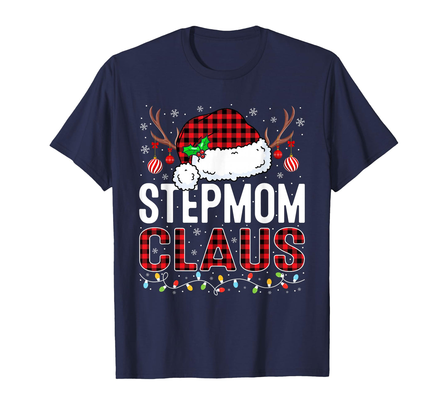 Christmas Lights Stepmom Claus Family Matching Xmas Pajama T-Shirt