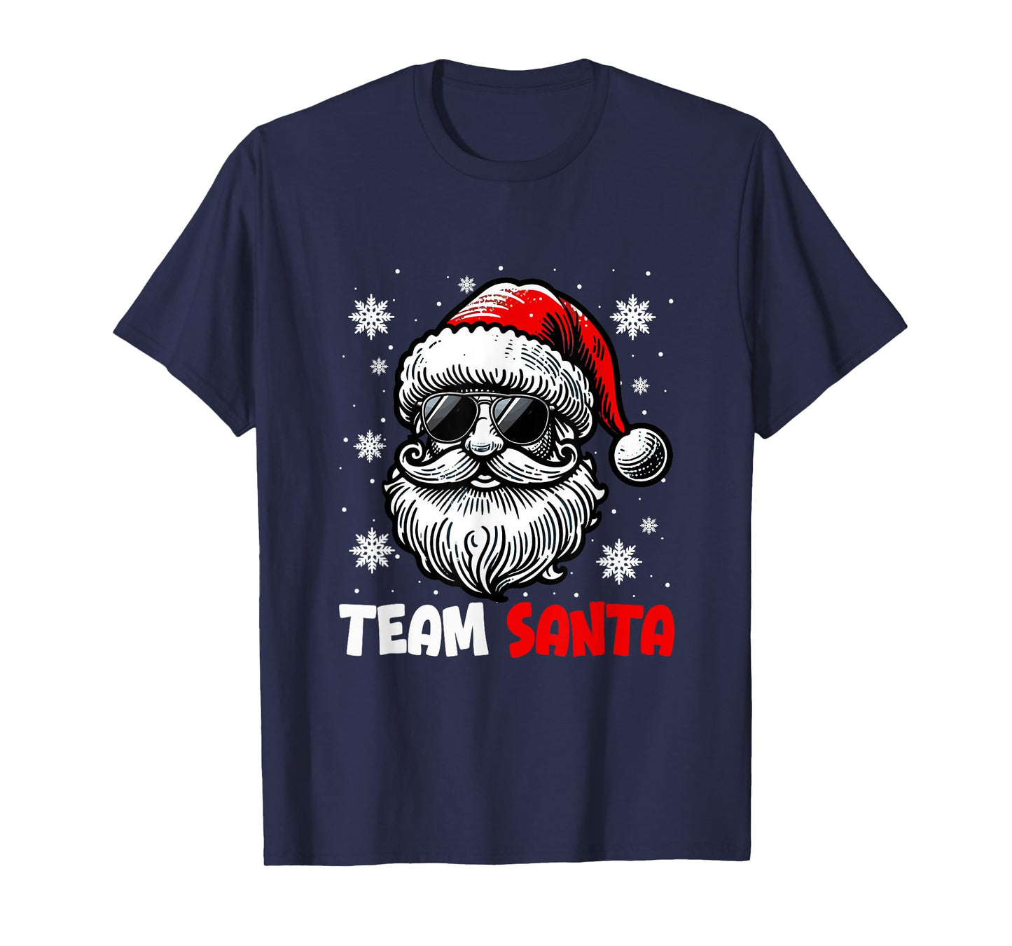 Team Santa Christmas Santa Face Sunglasses Matching Family T-Shirt