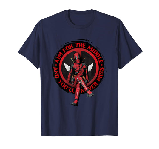 Marvel Deadpool & Wolverine Aim For The Middle Distressed T-Shirt